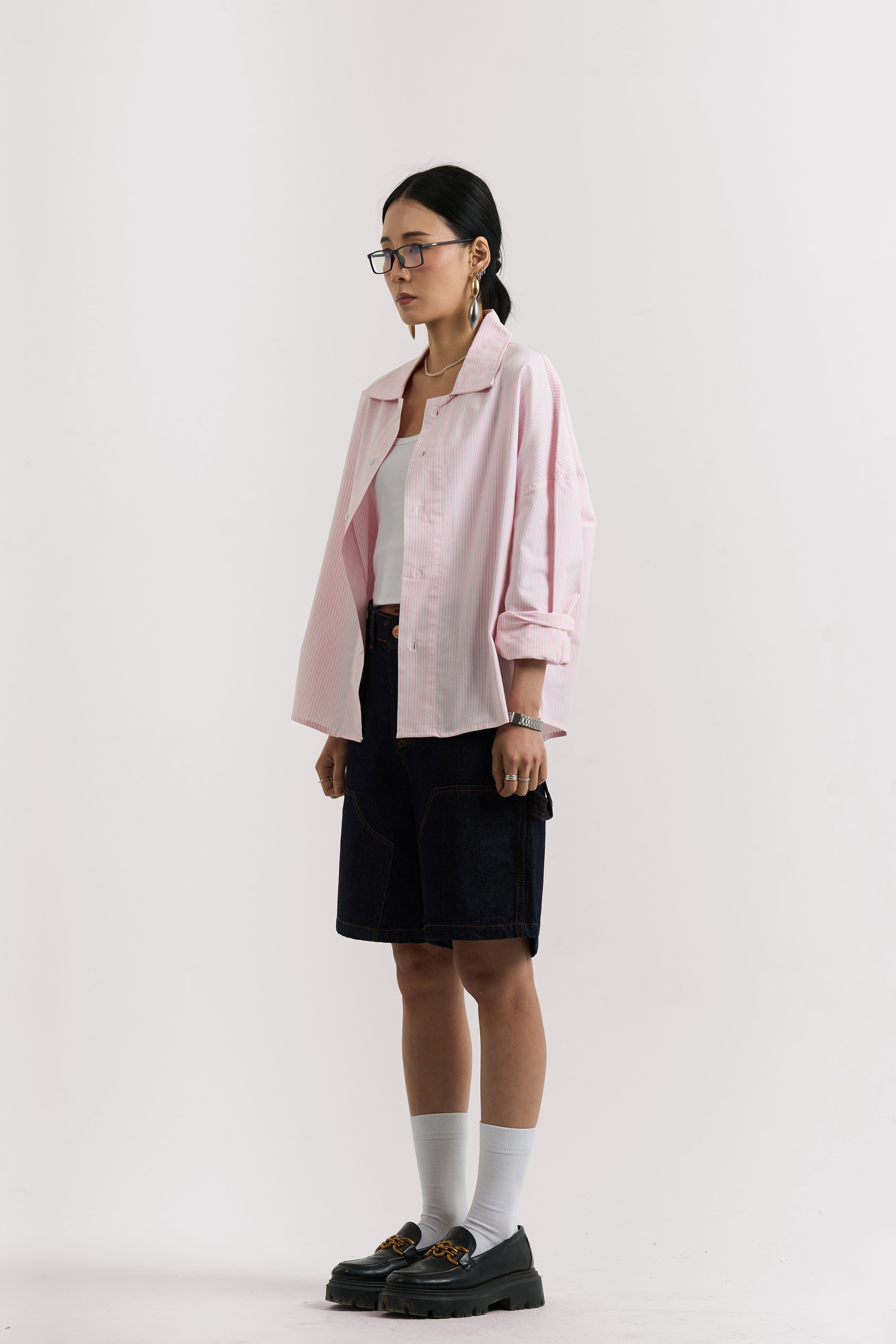 PINK STRIPED LONG SLEEVE SHIRT