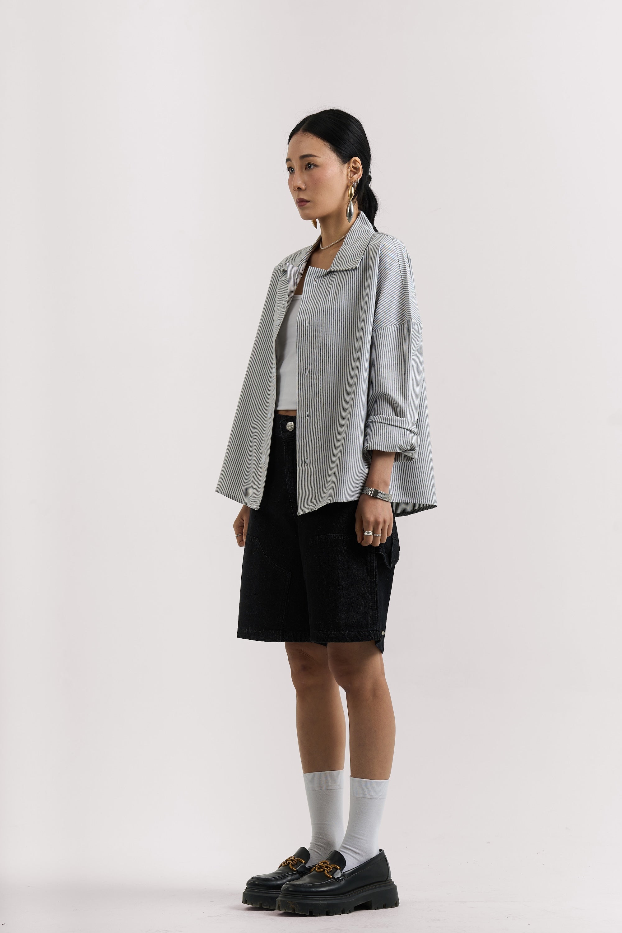 GREY STRIPED LONG SLEEVE SHIRT