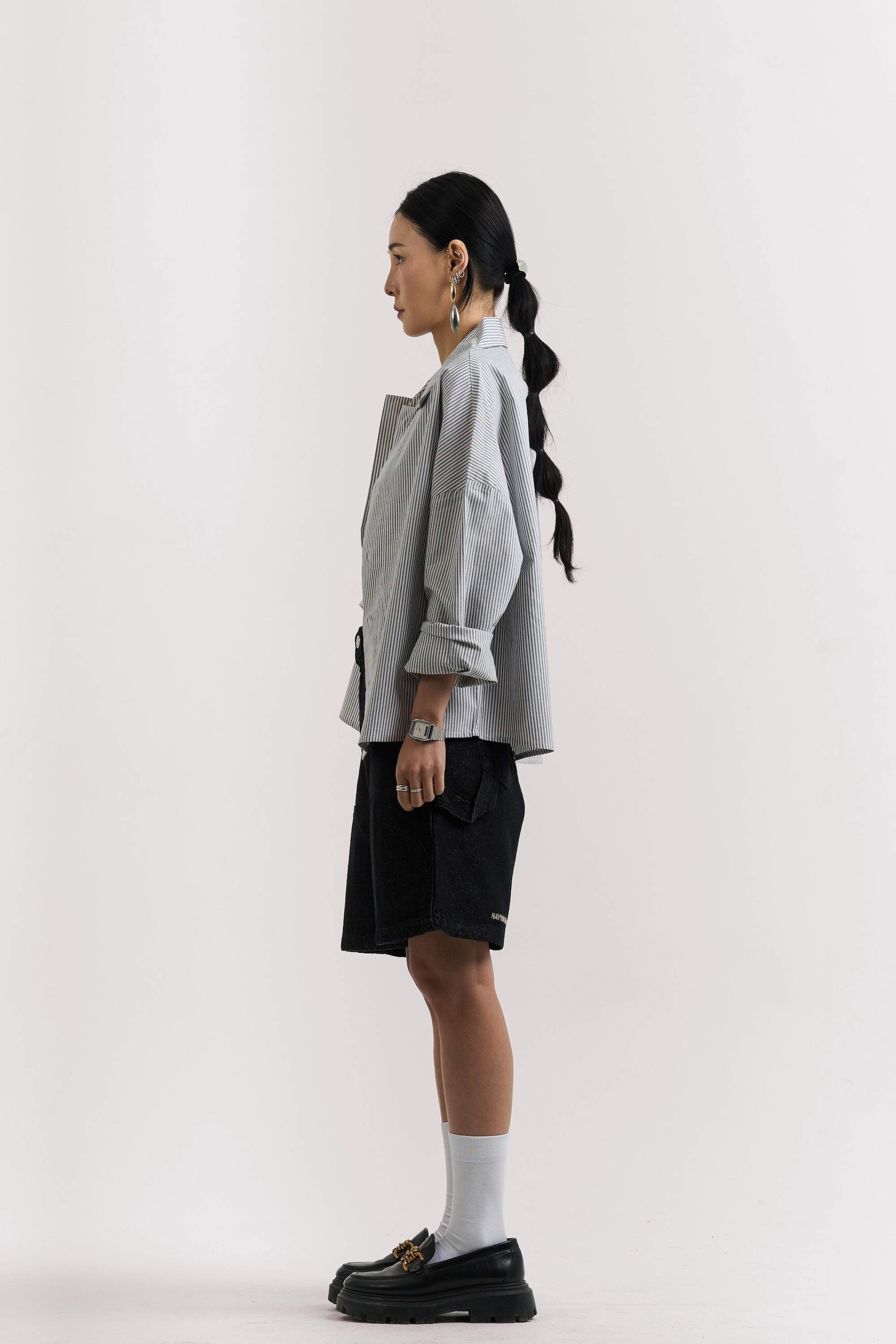GREY STRIPED LONG SLEEVE SHIRT