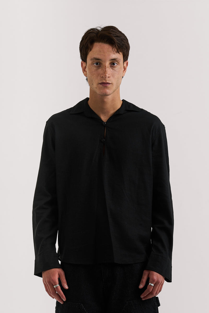 BLACK POPOVER SHIRT