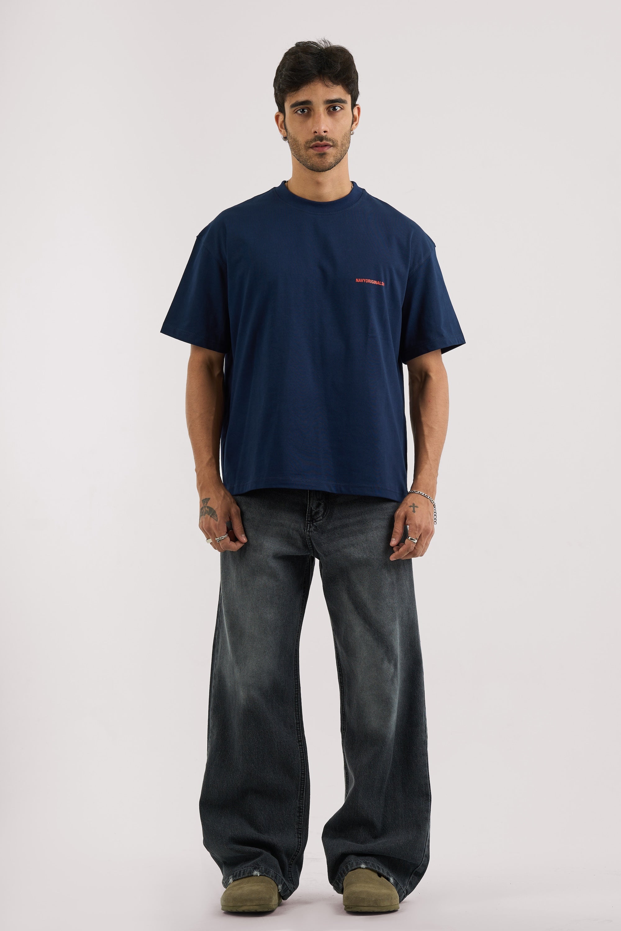 WASHED BLACK WIDE LEG JEANS MENS