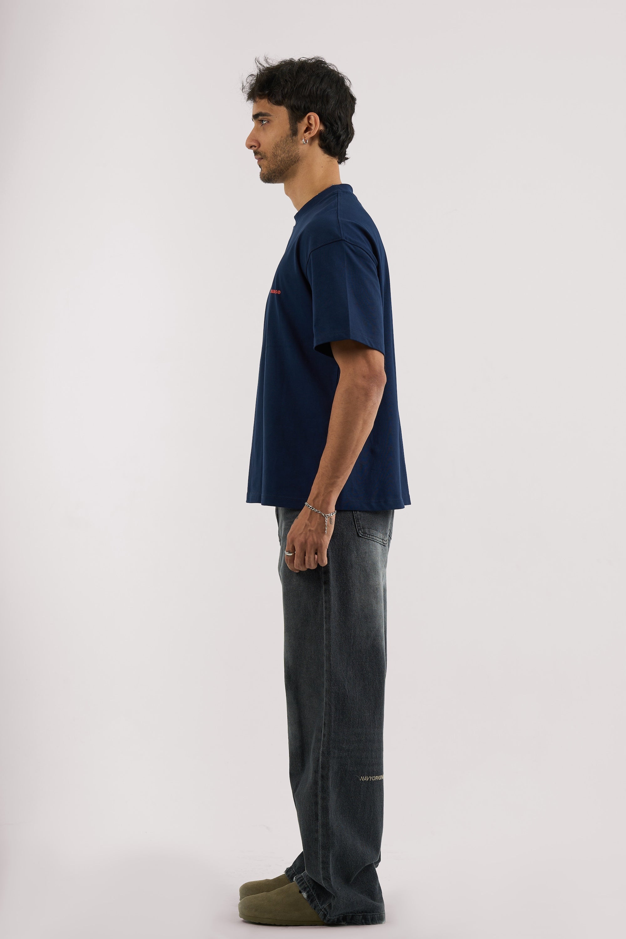 WASHED BLACK WIDE LEG JEANS MENS