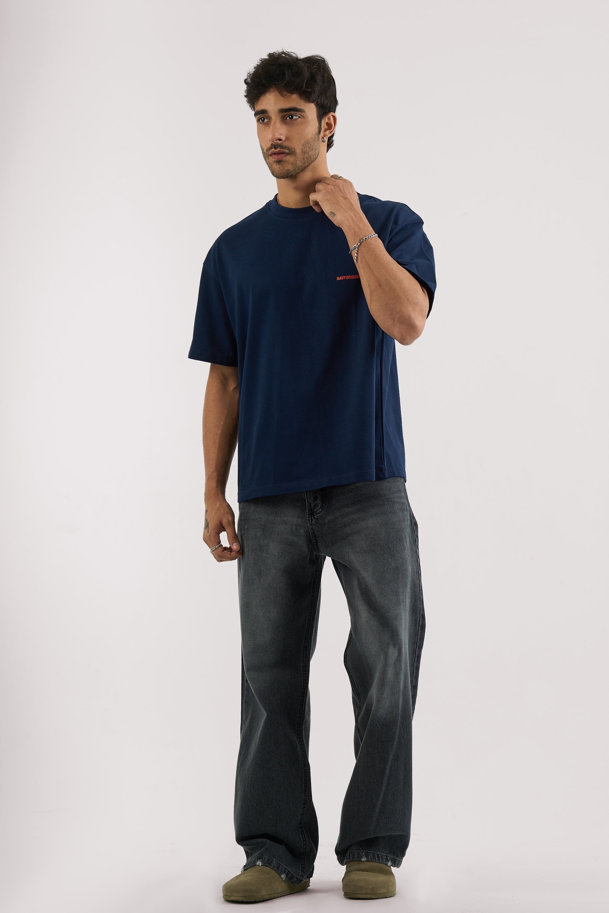 WASHED BLACK WIDE LEG JEANS MENS