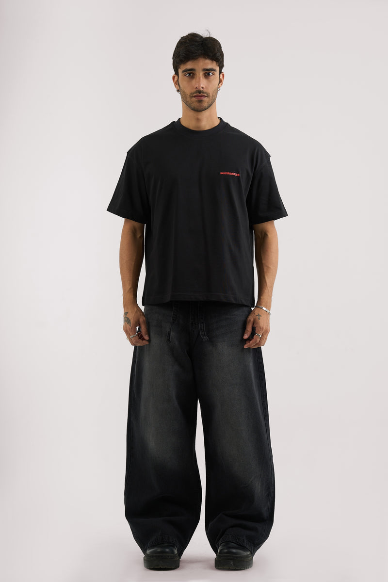 WASHED BLACK UNISEX SUPER BAGGY JEANS