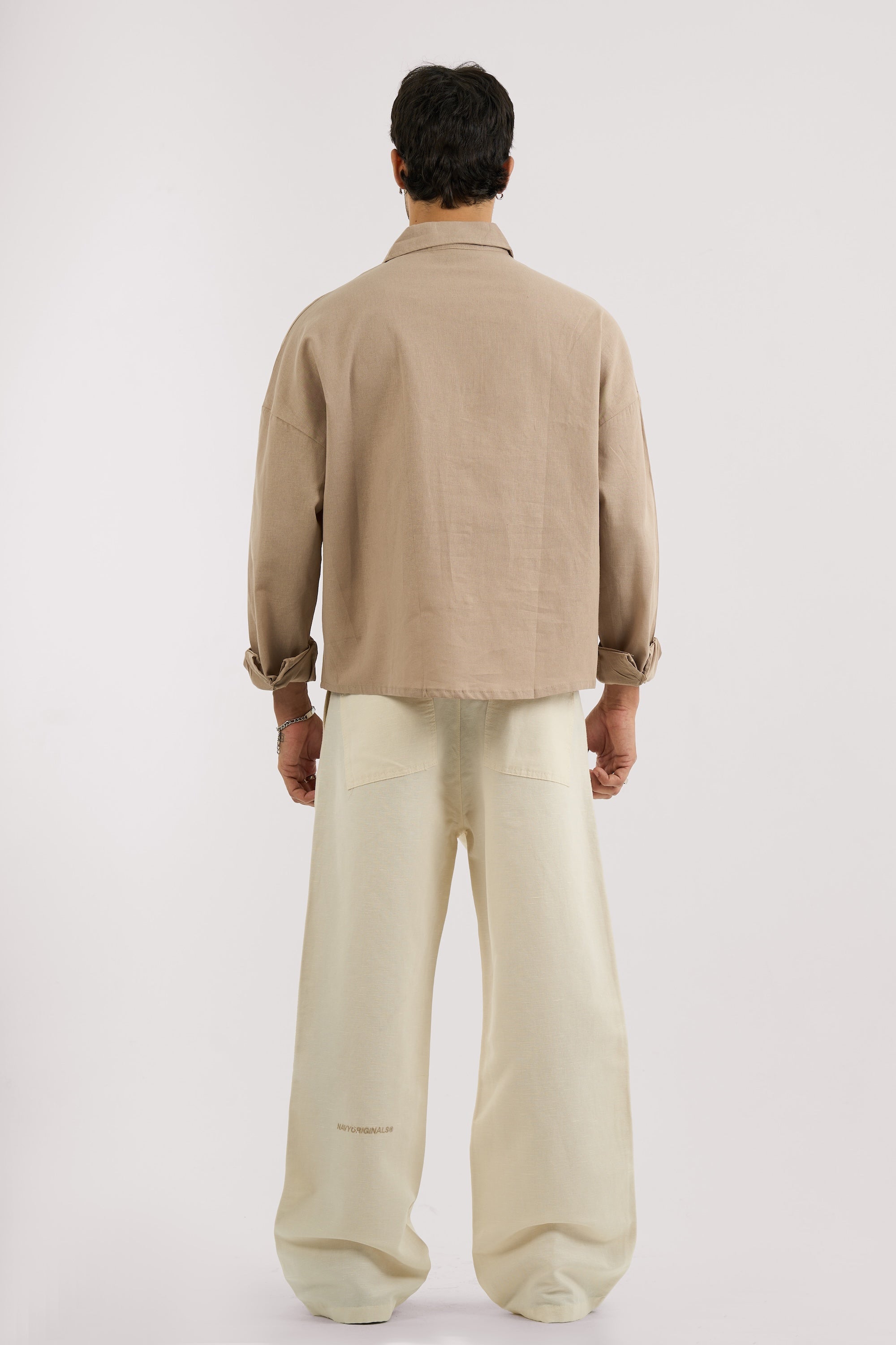 OFF WHITE PLEATED LINEN PANTS