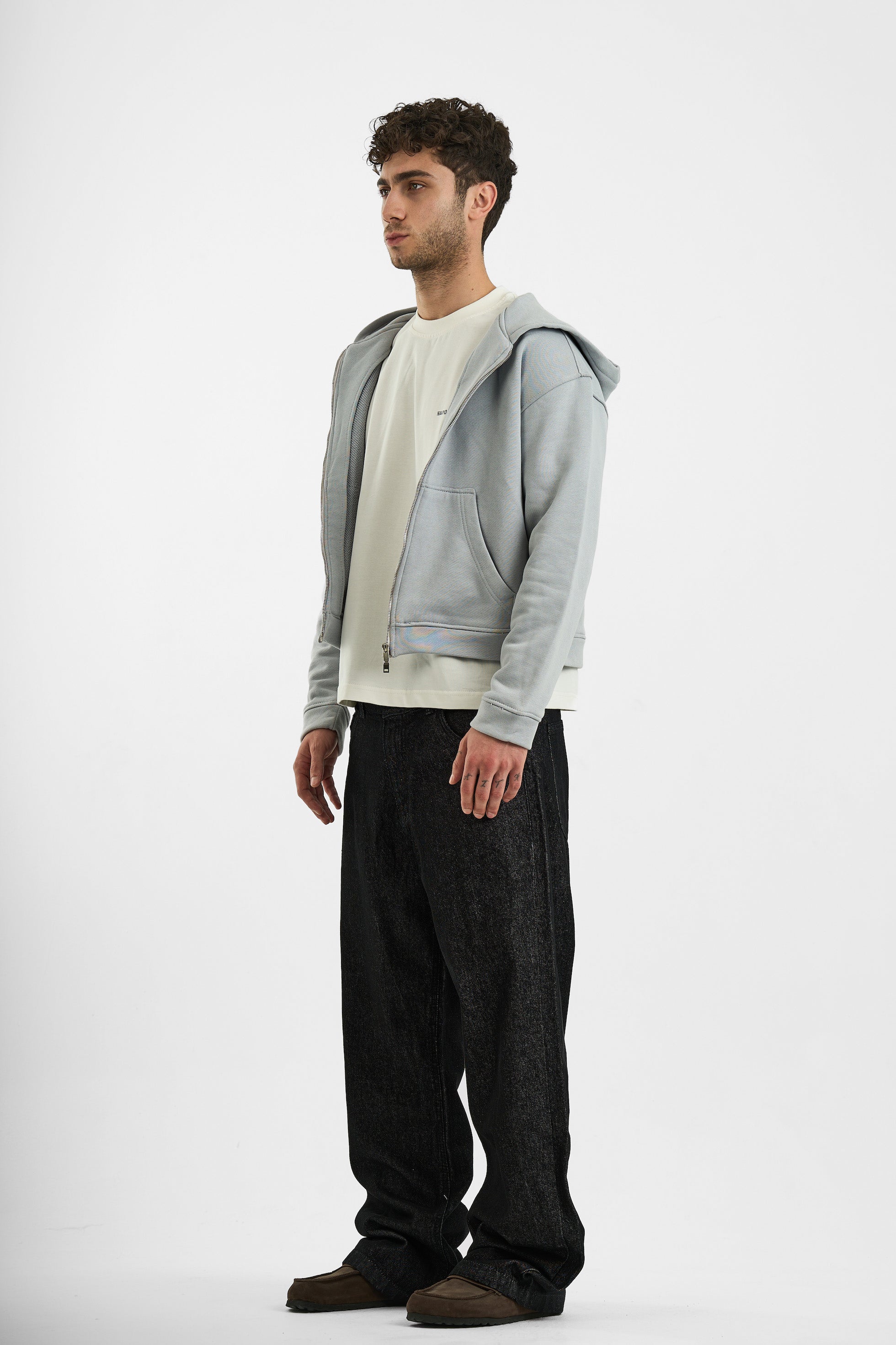 GREY ESSENTIAL ZIP UP