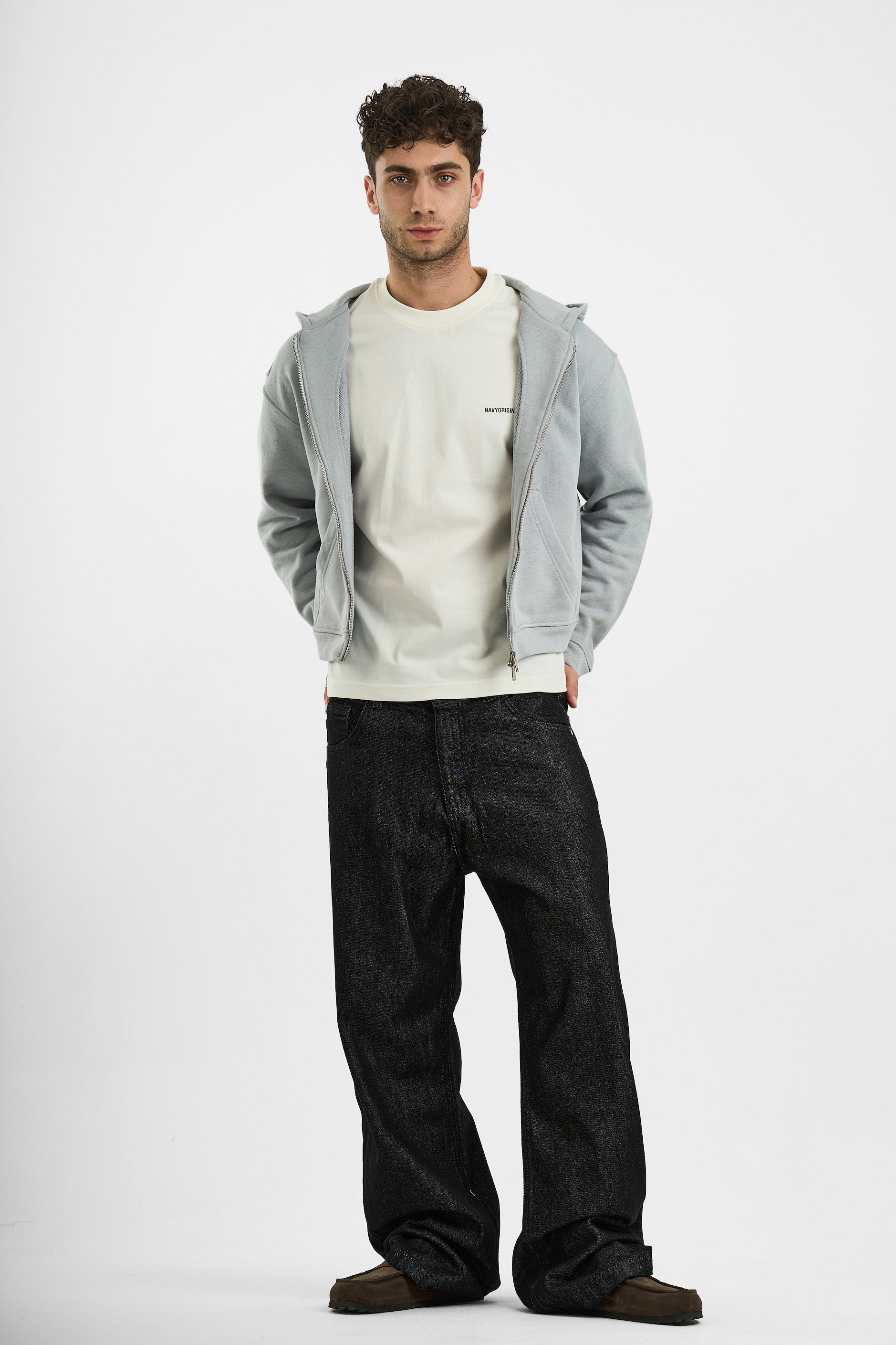 GREY ESSENTIAL ZIP UP