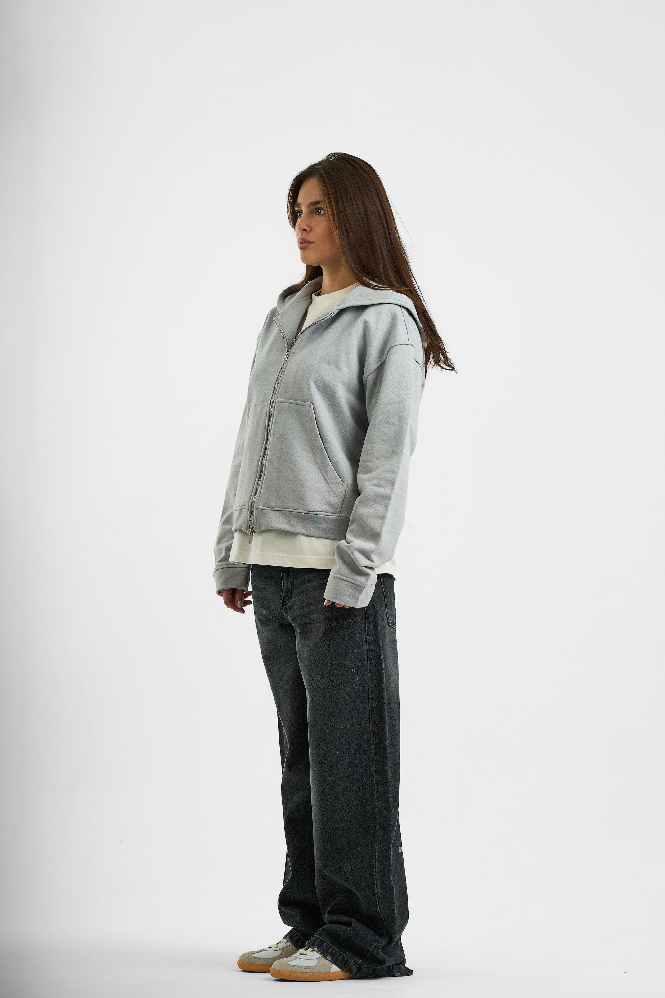 GREY ESSENTIAL ZIP UP