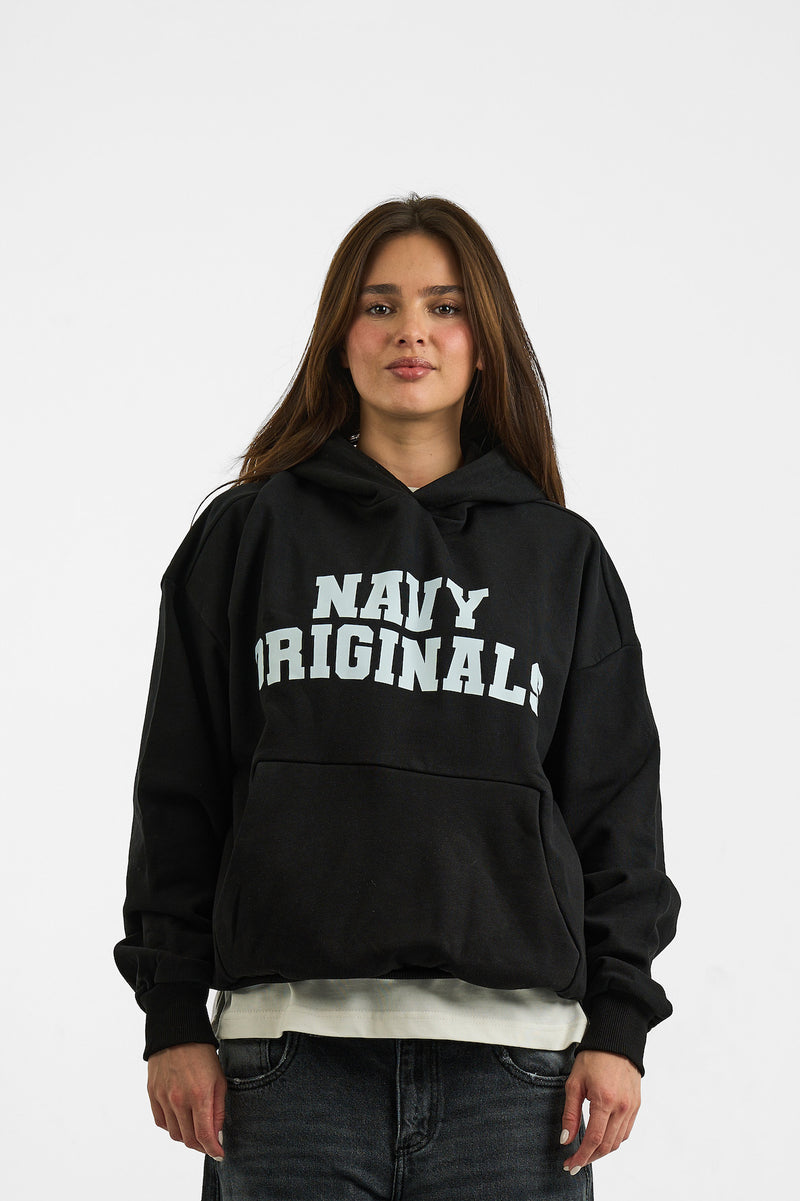 BLACK VARSITY HOODIE