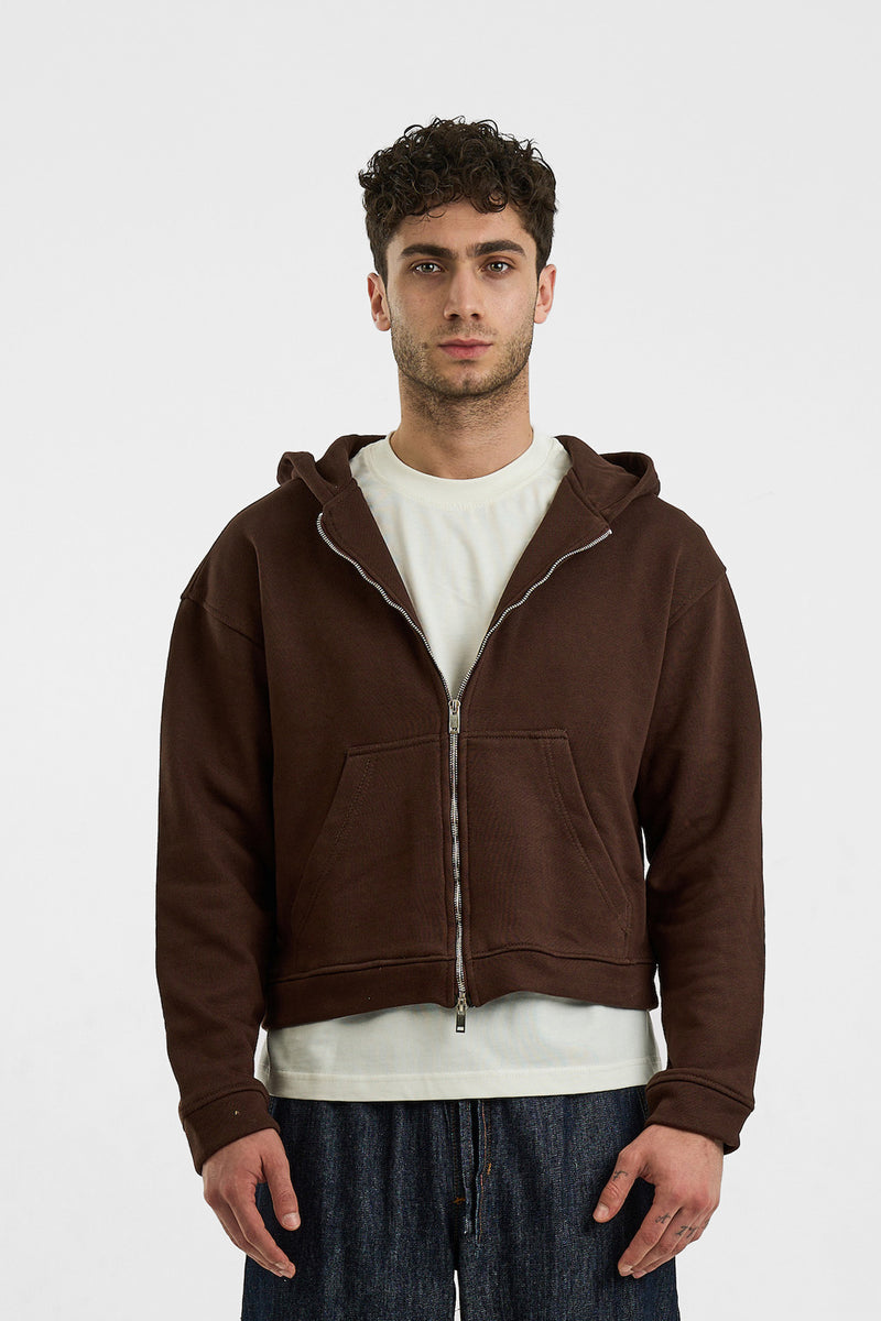 BROWN ESSENTIAL ZIP UP